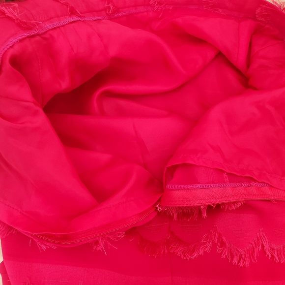 60s Vintage Hand Sewn Red Eyelash Fringe 2 Piece Pencil Skirt Suit - Picture 13 of 16